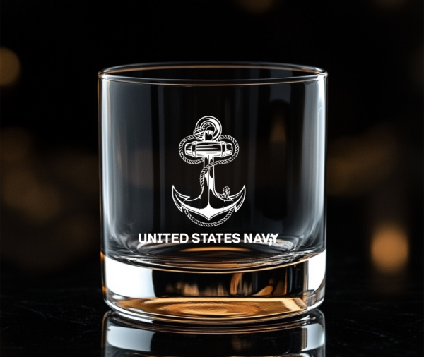 U.S. Navy Laser Engraved Whiskey Glass — 11oz