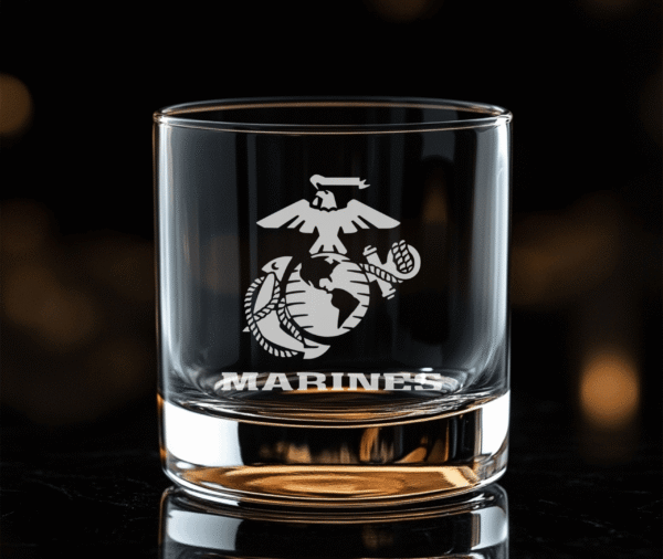 U.S. Marine Corps Laser Engraved Whiskey Glass — 11oz