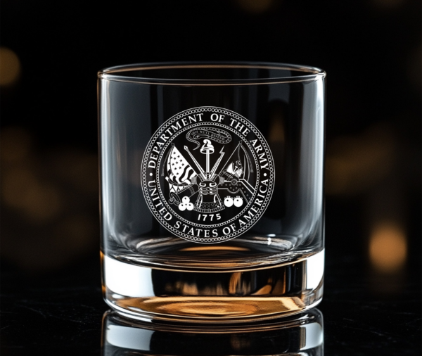 U.S. Army Laser Engraved Whiskey Glass — 11oz