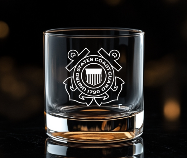U.S. Coast Guard Laser Engraved Whiskey Glass — 11oz