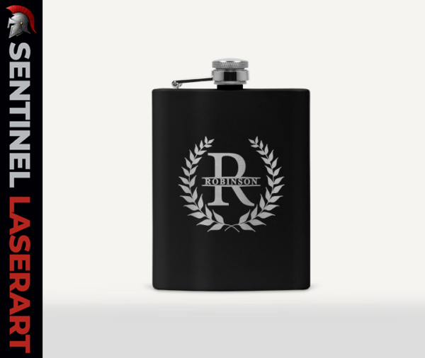 LAUREL WREATH MONOGRAM FLASK