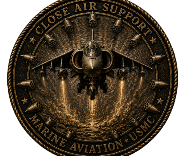 USMC Close Air Support Challenge Coin — Marine Aviation, 3 Sizes