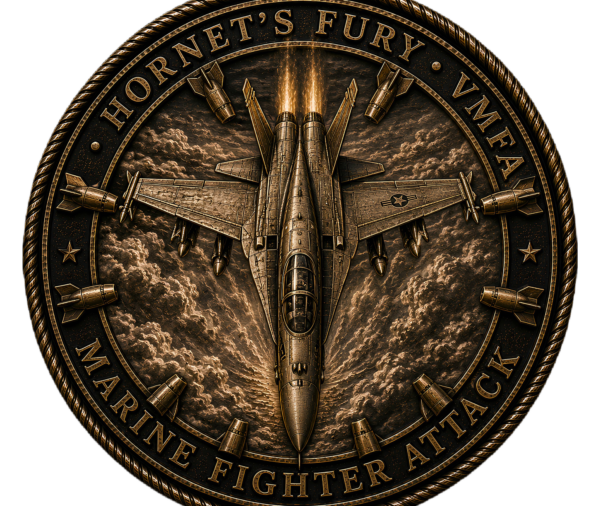 Hornet's Fury VMFA Challenge Coin, 3 Sizes | Marine Fighter Attack Challenge Coin