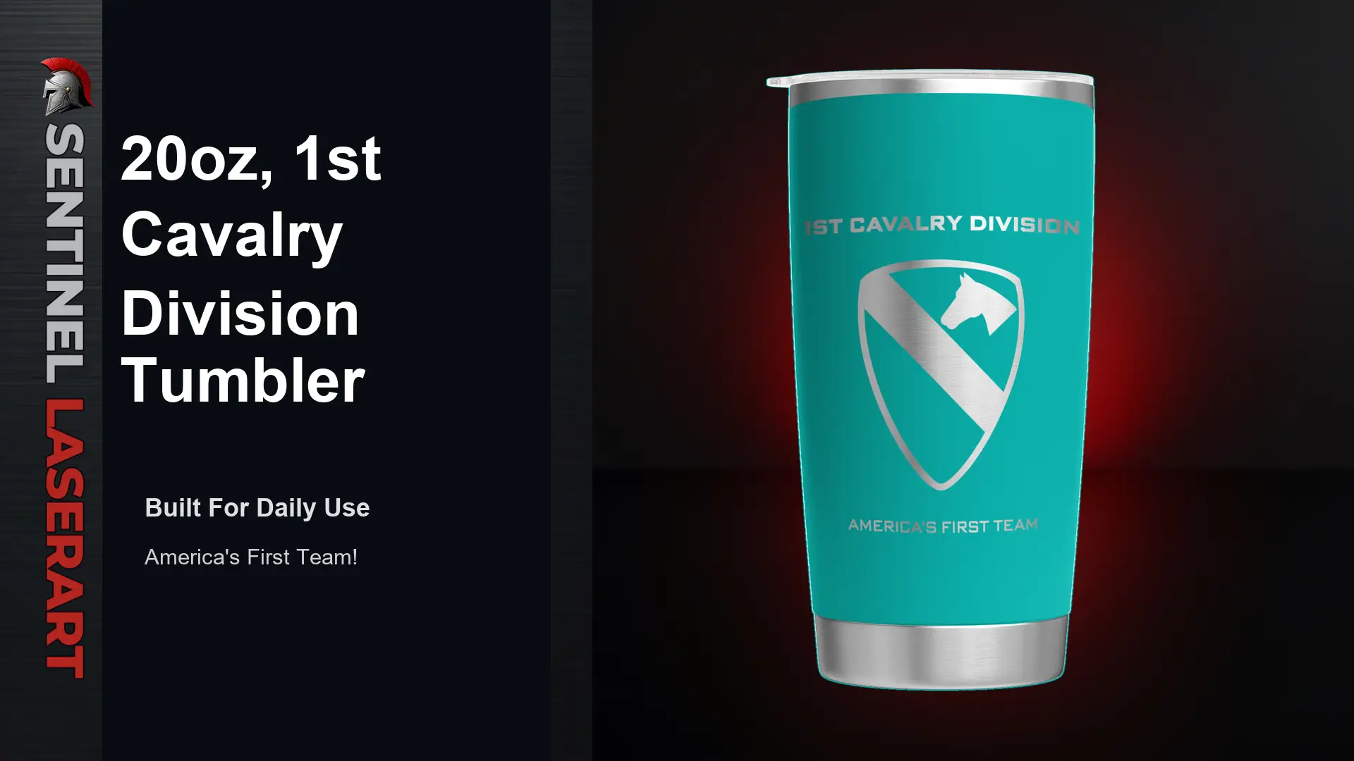 1st Cavalry Division 20oz Travel Mug — "The First Team" - Image 3