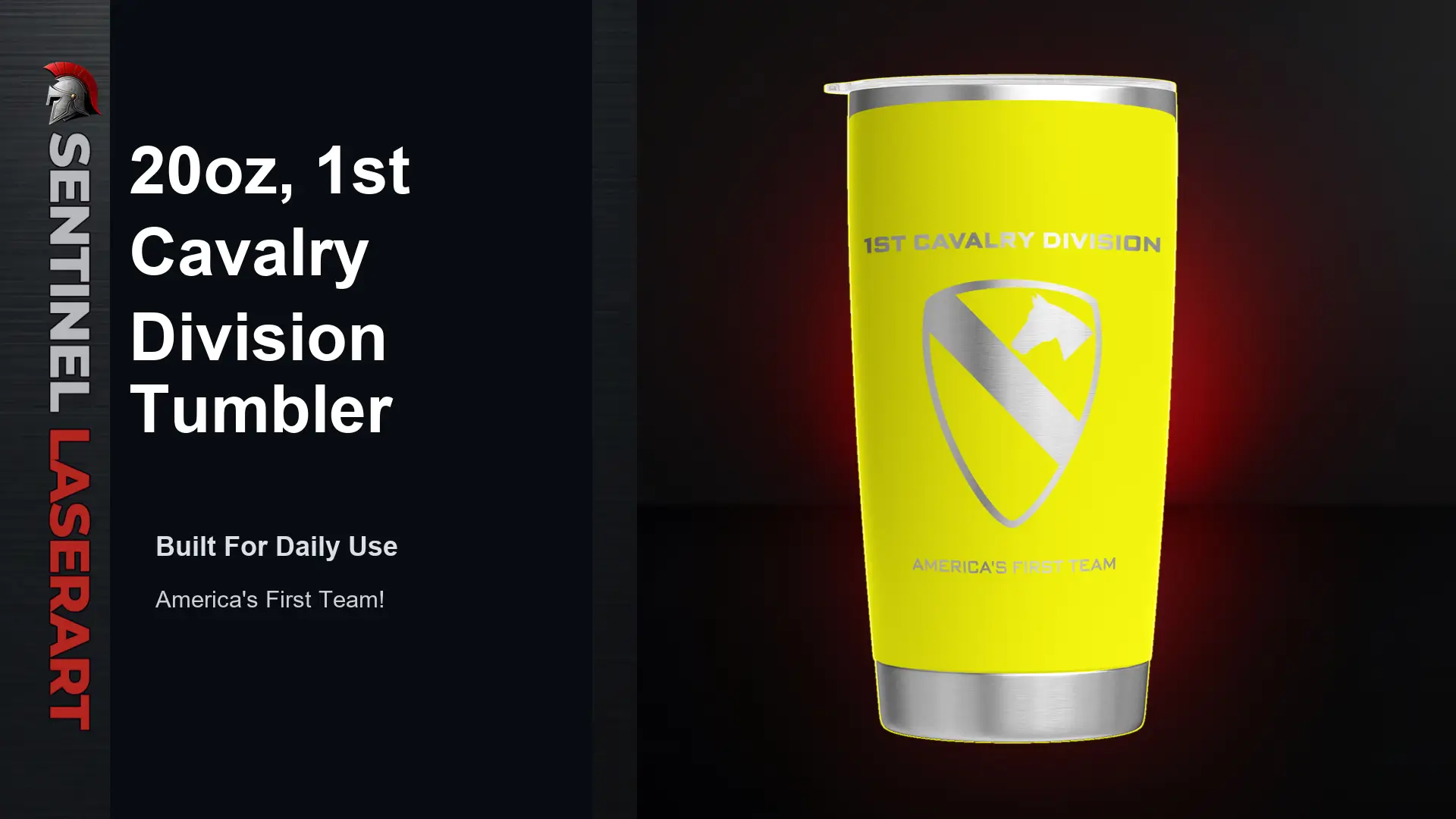 1st Cavalry Division 20oz Travel Mug — "The First Team" - Image 2