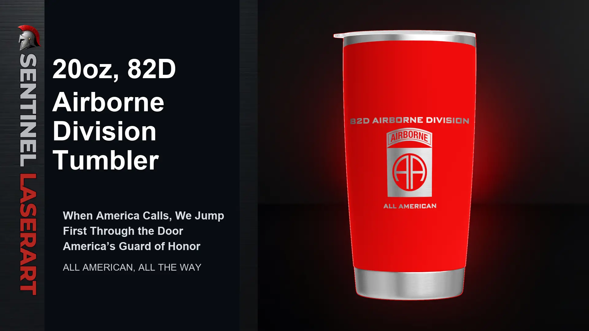 82nd Airborne Division 20oz Travel Mug — "All American" - Image 3