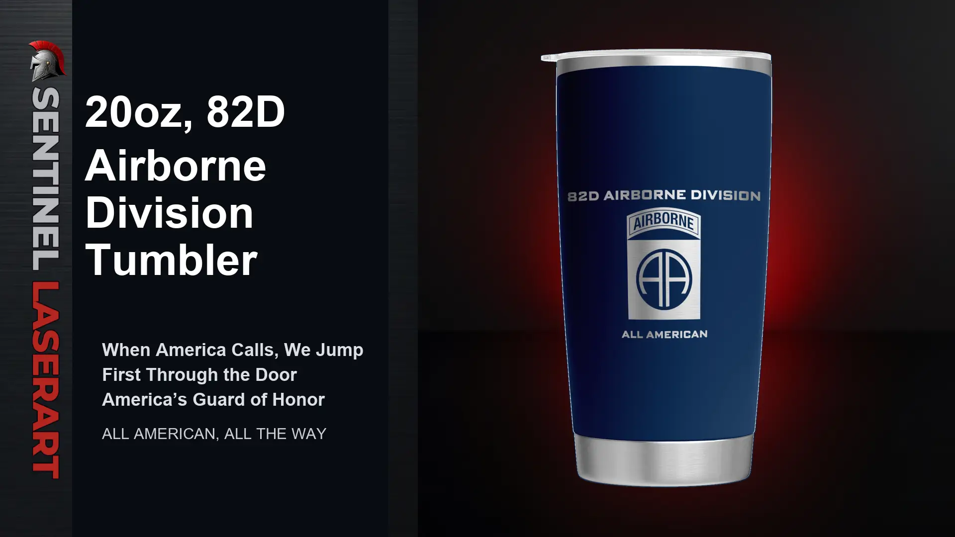 82nd Airborne Division 20oz Travel Mug — "All American" - Image 2