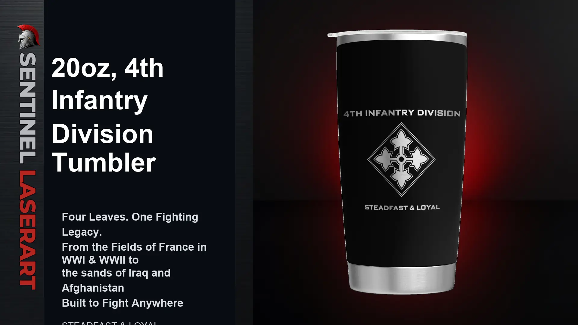 4th Infantry Division 20oz Stainless Steel Tumbler - Image 9