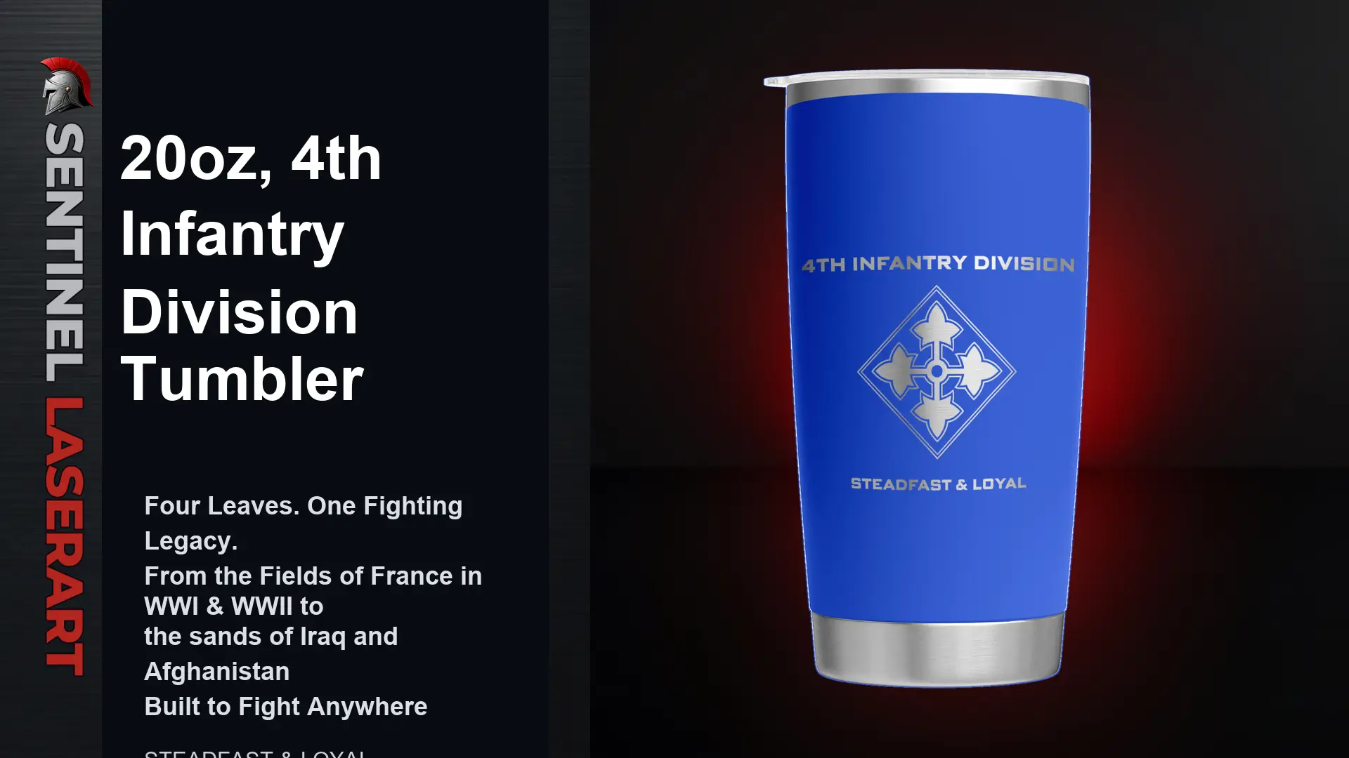 4th Infantry Division 20oz Stainless Steel Tumbler - Image 17