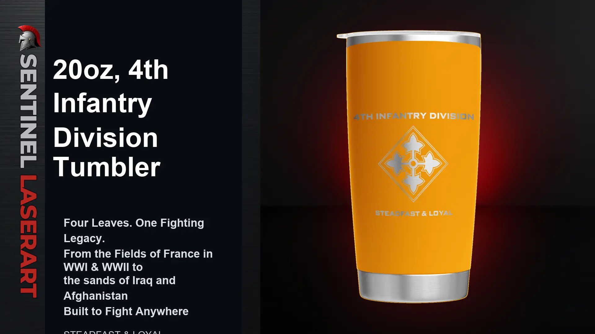 4th Infantry Division 20oz Stainless Steel Tumbler - Image 16