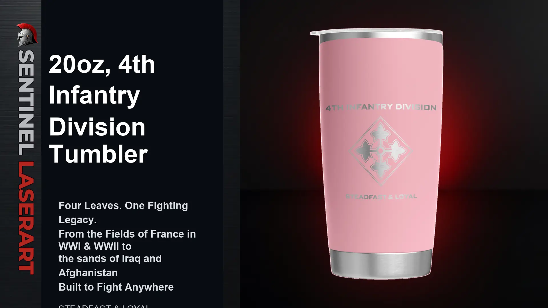 4th Infantry Division 20oz Stainless Steel Tumbler - Image 14