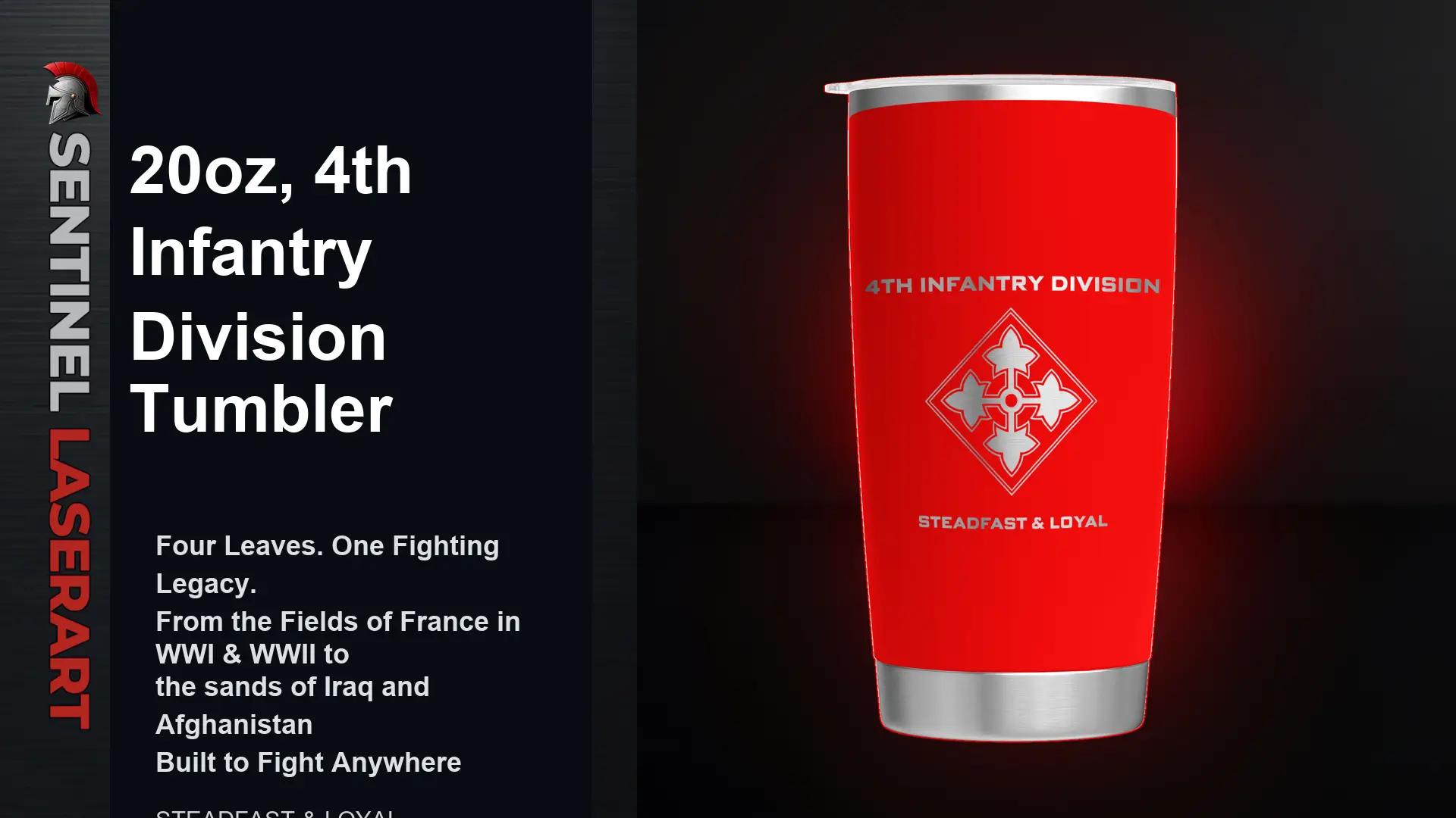 4th Infantry Division 20oz Stainless Steel Tumbler - Image 12
