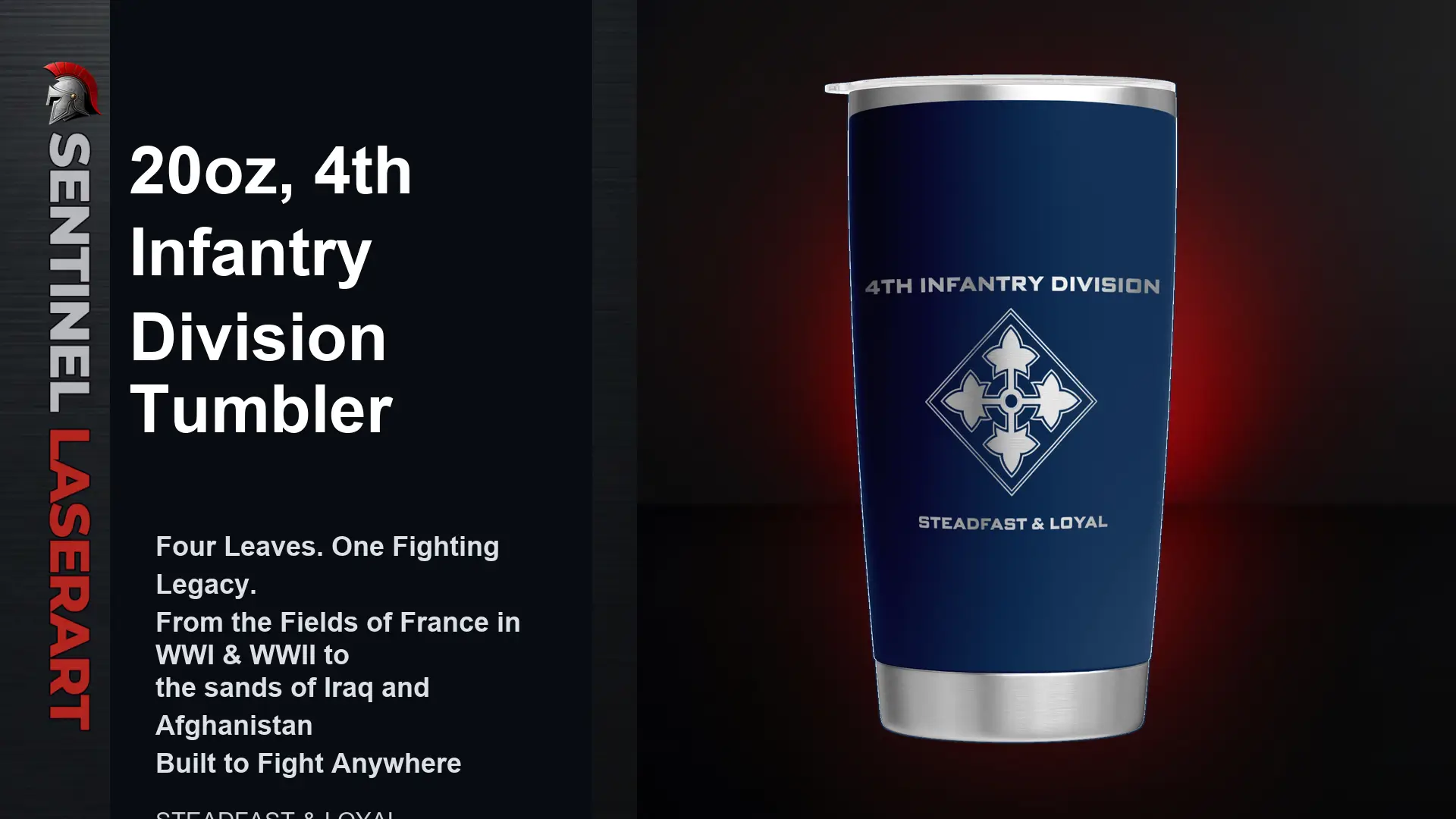 4th Infantry Division 20oz Stainless Steel Tumbler - Image 11
