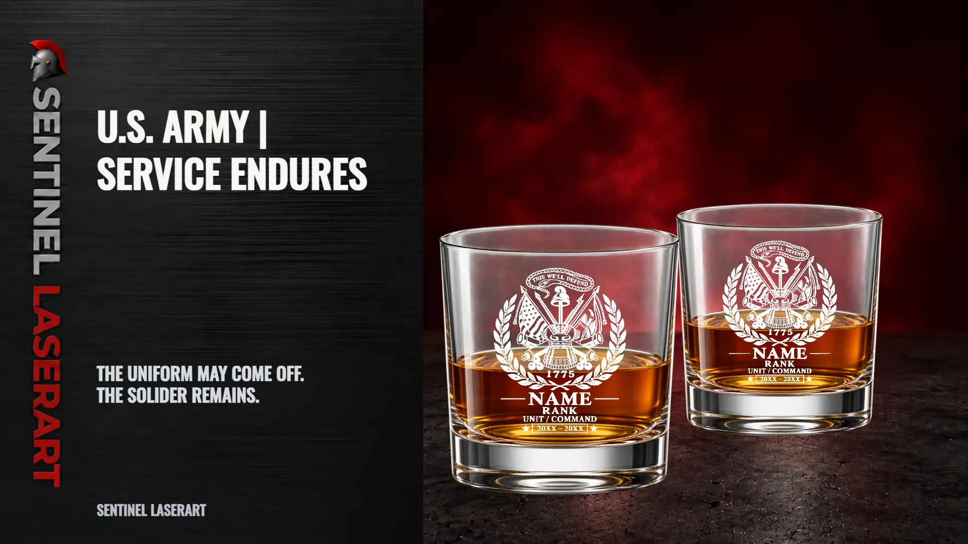 Service Endures | Custom U.s. Army Whiskey Glass 1 Custom U.S. Army Whiskey Glass