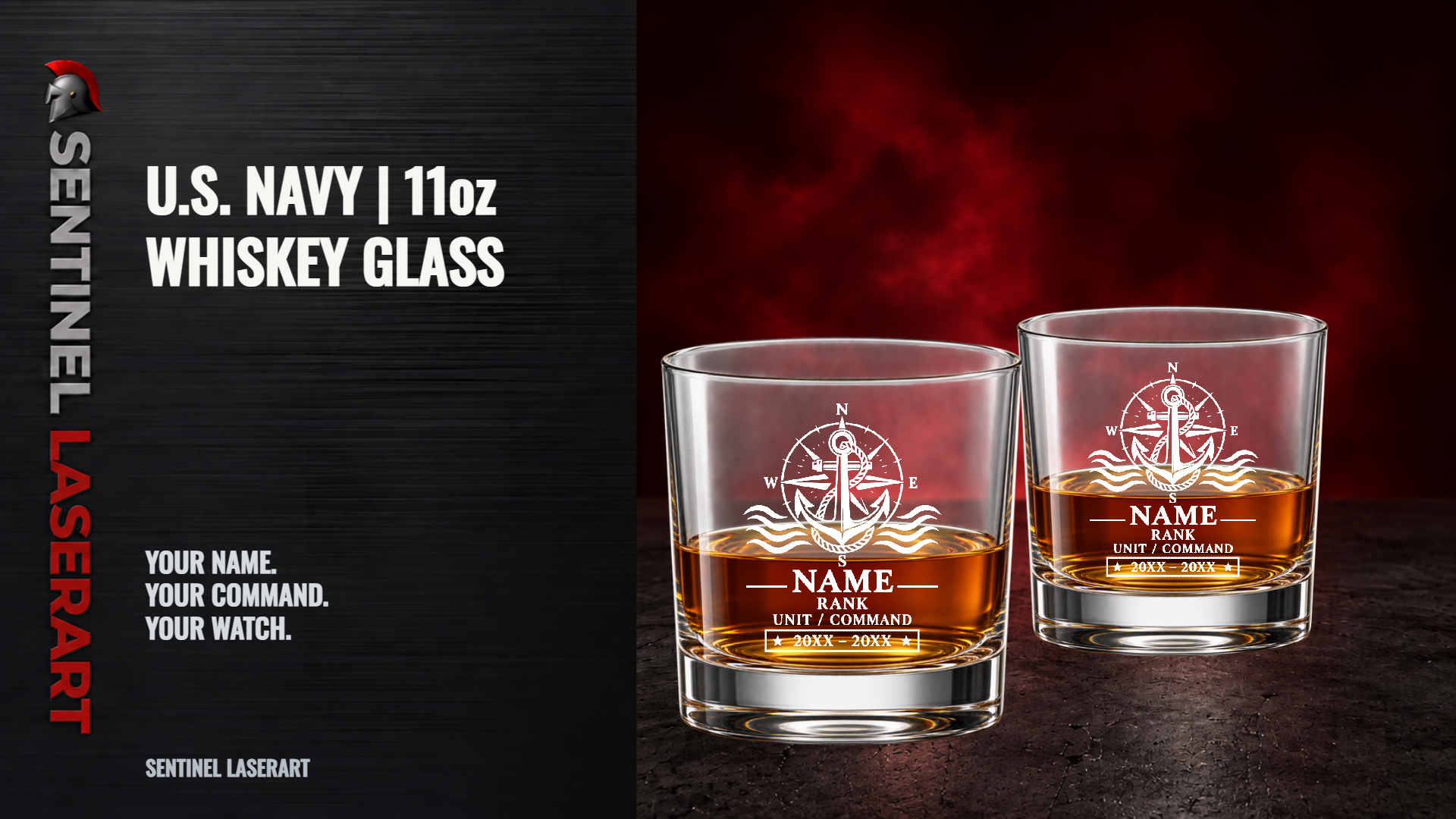 Custom U.S. Navy Whiskey Glass