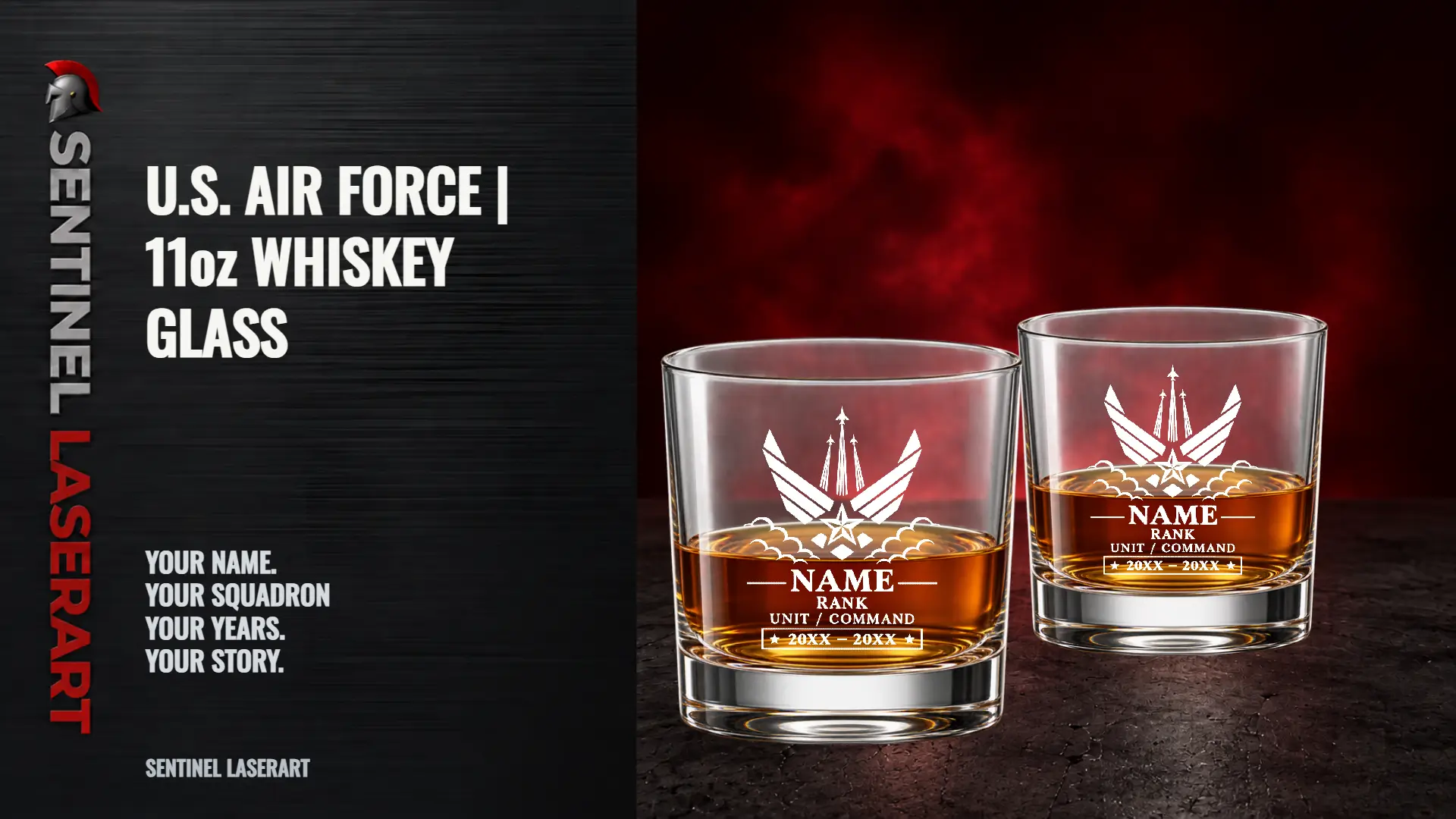 Aim High | Custom Air Force Whiskey Glass | 11oz