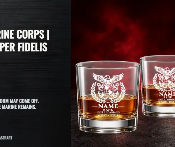 custom U.S. Marine Corps whiskey glass